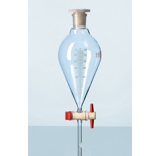 Ampoules a decanter DURAN, forme conique avec cle PTFE, robinet RIN et dispositif de securite, avec 