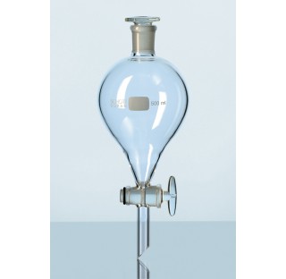 Ampoule a decanter DURAN, version lourde, forme boule, avec robinet et bouchon, NS 24/29, 500 ml