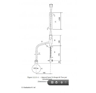 Appareil pour le dosage de l'eau par entrainement graduation 0-1 ml au 1/100