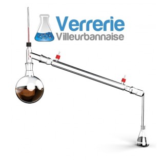 Ensemble de distillation simple comprenant Ballon 1 L 29/32 Une tete de distillation 29/32 avec pris