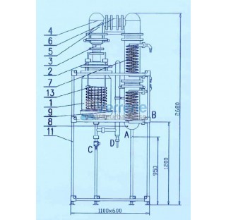 Appareil de distillation DPP 50 consommation deau 550-650L/h , eau distille 50L/h , dimensions 1110x