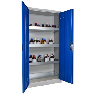 Armoire 300 litres, a portes bleues, a Etageres, armoire de surete pour produits dangereux/toxiques,