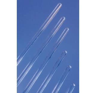 Baguette d'agitation coupee rebrule diametre 10mm longueur 150mm verre Pyrex