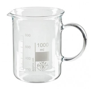 Becher 1 litre forme basse avec anse verre Pyrex Dim. Haut : 145mm diam ext 105mm