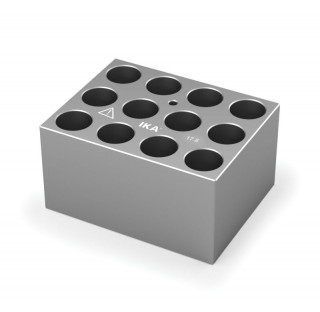 Block pour fioles 17 mm 12 trous , diametre des trous 17,8 mm profondeur des trous 45 mm , dimension