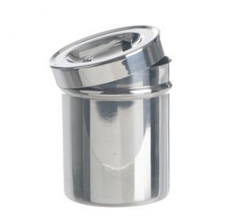 Boite a coton en inox hauteur 130mm diam int : 102mm avec couvercle a poignee