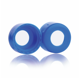 Bouchon a haut ouvert, bleu, 9 mm (Boite de 100), sans septa