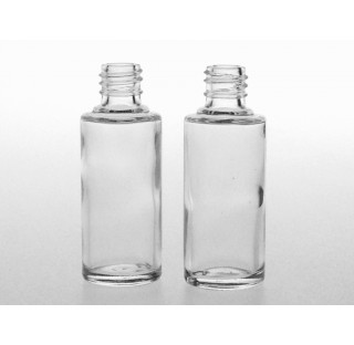 Bouillotte ronde 15 ml en verre blanc bague EUR4, flacon cosmetique en verre