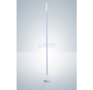 Burette 10ml subdivision :0,02 ml classe B robinet droit cle verre graduation bleue DIN EN ISO 385 v