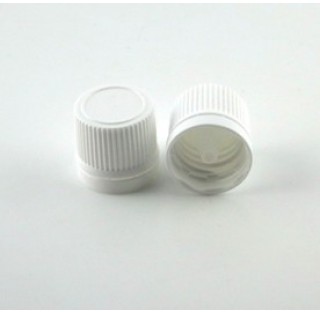 Capsule DIN 18 compte goutte inviolable en polyethylene blanc , insert 13-2DZ, pour huiles epaisses
