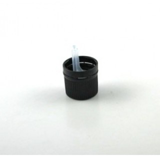 Capsule DIN 18 compte goutte inviolable en polyethylene noir , insert 9142, pour huiles fluides