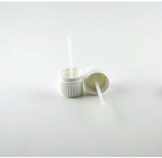 Capsule DIN 18 inviolable en polyethylene blanc avec spatule pour flacon 15 ml