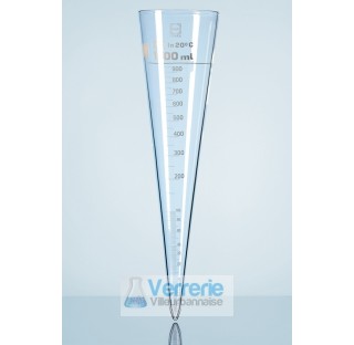 Cone a sedimentation d'apres Imhoff, 1000 ml, graduation de 0-2 ml division 0,1 ml, de 2-10 ml divis