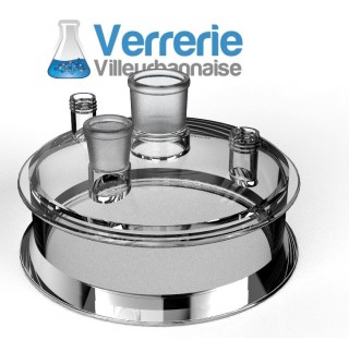 Couvercle DN200 un rodage central 45/40 , un rodage 29/32 droit et 2 GL25 droits