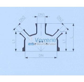 Couvercle DN 200PZ une entree centrale DN 50 RK deux entrees inclines DN 25 RK Hauteur : 175mm verre