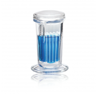 Jarre de coloration 10 lames, verre sodocalcique de Type III, clair, avec couvercle en verre (Boite 