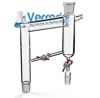 Dean stark sur mesure 29/32 male , 29/32 femelle , 19/26 male , 2 robinet cle PTFE 2.5 mm , et 2 fil