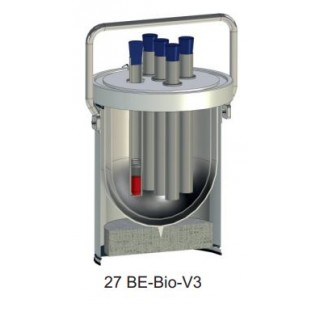 Recipient Dewar en inox/verre volume : 4 litres pour transport d'echantillon biologique, temperature
