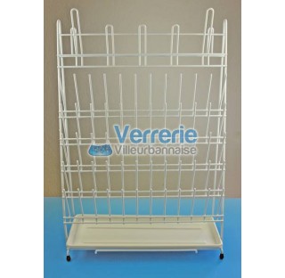 Egouttoir pour verrerie de laboratoire 42x15x61 cm jusqu'a 60 tubes et 5 ballons avec bac de retenti