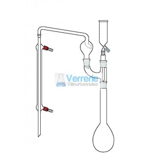 Appareil de Kjeldahl en verre Pyrex constitue de: 1 ballon Kjeldahl 250ml 19/26 1 raccord bicol 19/2