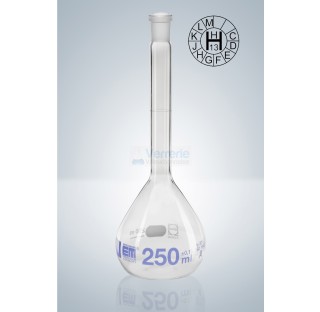 Fiole jaugee 5 ml rodee classe A en verre graduation bleue,marquage d'identification DIN EN ISO 1042