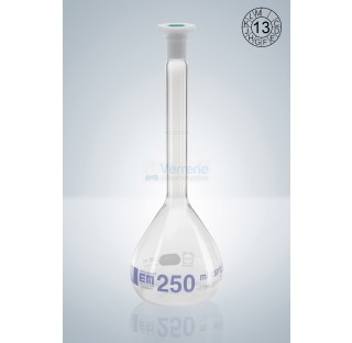 Fiole jaugee 5 ml rodee classe A en verre graduation bleue,marquage d'identification DIN EN ISO 1042