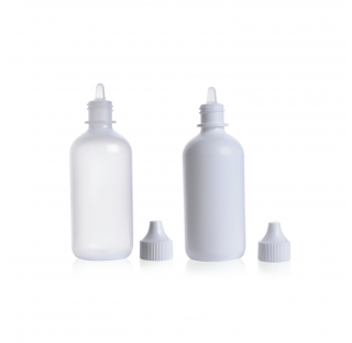 Flacon compte-gouttes, 7 ml, naturel, LDPE, fournis avec pointe compte-gouttes et bouchon visse 15-4