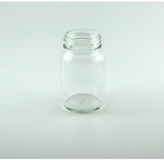 Flacon pharmaceutique 60 ml col large ouverture en verre, poudrier en verre R3/38 sodocalcique bague
