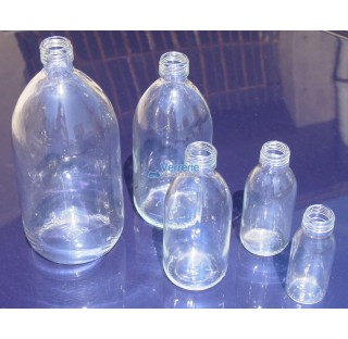 Flacons 150 ml col etroit sirop verre blanc (transparent ) sans bouchon ref : CAP28 pack de 88 mais 