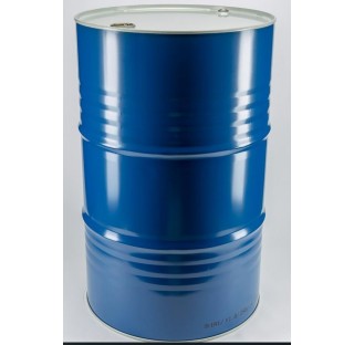 Fut acier bleu exterieur 217 litres, brut a l'interieur, 2 bondes, homologue liquide