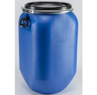 fut OT en PEHD bleu 30 litres, carre, ouverture totale,2 poignees, homologue solide.