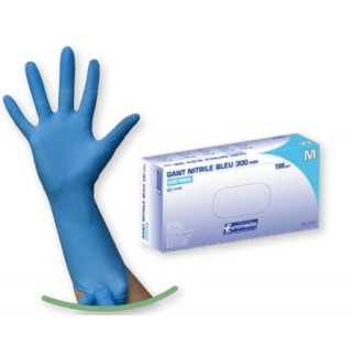 Gant d'examen en nitrile resistant taille Small (S, 6/7) longueur de manche 300mm, dedie aux milieux