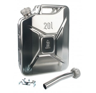 Jerrycan inox 10 litres 275x169mm hauteur 275mm avec bouchon visse 2,7 kg (tube de versage non inclu