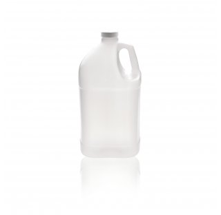 Flacon plastique carre PEHD 2840 ml, poignee, coloris naturel, avec bouchon a joint PE en polypropyl