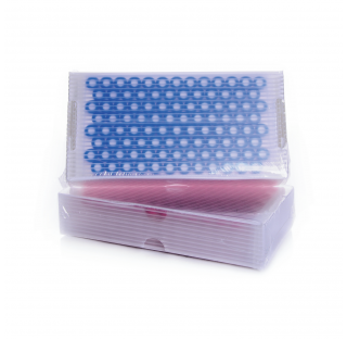 Kit de fioles en verre clair avec pastille d'annotation, bouchon bleu PTFE premonte (Boite de 100). 