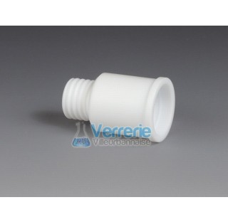 Adaptateur PTFE rodage femelle NS 19/26,diam de passage 10,5 Pas de vis GL 18 Temp. Max. de -200 a +