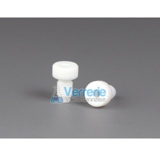 Connecteur PTFE blanc avec pas de vis UNF 1/4 28G, Diam du tuyau 0,8 x 1,6 mm pour HPLC ( chromatogr