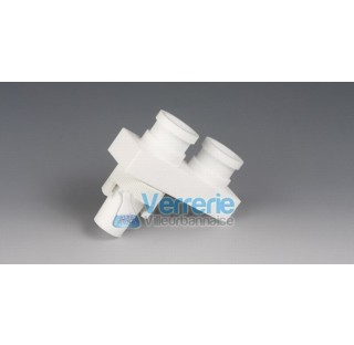 Distributeur en PTFE 1 rodage male 29/32, 2 rodages femelle 29/32 dim : 113x40x105 mm Temp. -200 a +