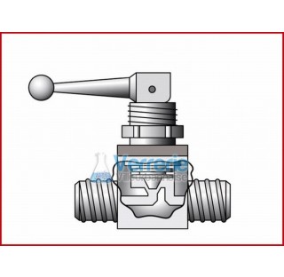 Valve PTFE Diam de passage 8 mm avec pasde vis M18X2 dim. 85x44x90 mm Temp. Max. -30 degre a +150 de