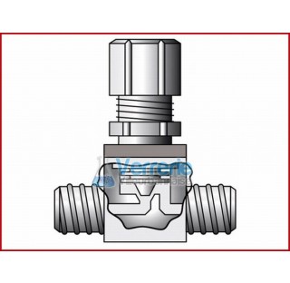 Valve PTFE Diam de passage 8 mm avec pasde vis M18X2 dim. 85x44x84 mm Temp. Max. -30 degre a +150 de