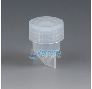 Vial conique 5 ml en PFA Diam ext 22 mm hauteur totale 36 mm pas de vis S25 Temp max de -200 a + 250