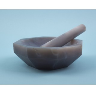 Mortier en agate avec pilon, 200 mm  , capacite : 750ml dimensions : 200x165x50mm longueur de pilon 