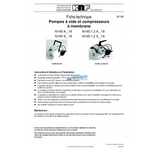 Pompe a vide et compresseur a membrane gaz  pour laboratoires  Debit a pression atmospherique : 50 L