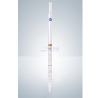 Pipette graduee 1 ml subdivision: 0,1 ml pour culture de tissu Graduation brune, subdivisio principa