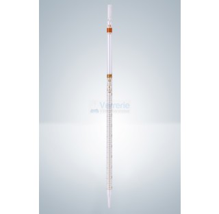 Pipette graduee 50 ml subdivision: 0,2 ml Graduation brune jusqu'a la pointe, ecoulement total, zero