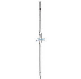 Pipette jaugee 2ml a boule 2 traits classe A en verre