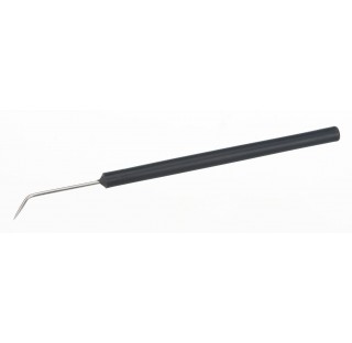 Pointe dissection courbee en inox long totale 140 mm manche en plastique