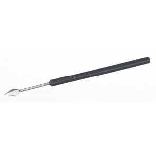 Pointe dissection lanceole en inox long totale 140 mm manche en plastique