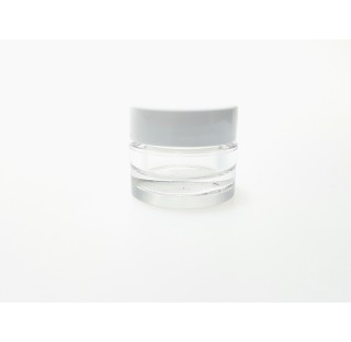 Pot pour creme 7 ml en PETG Cristal transparent couvercle blanc bague 33/400