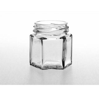 Bocal hexagonal 45 ml en verre blanc bague TO 43, Twist off
